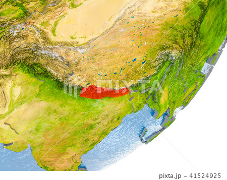 ネパール 地図 世界地図 アジアの写真素材