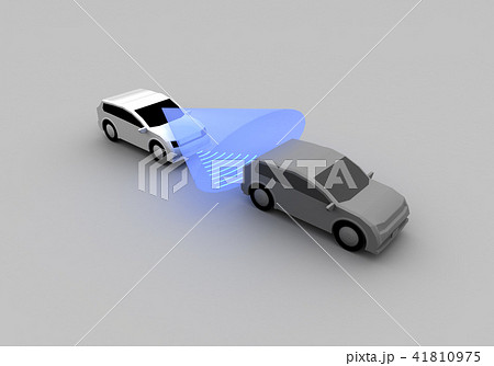 自動車 車 車間距離 センサーのイラスト素材