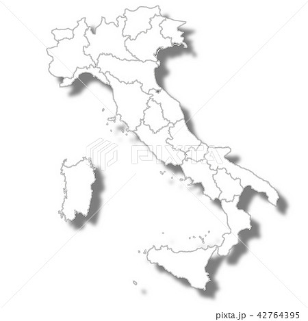 白地図 地図 イタリアのイラスト素材