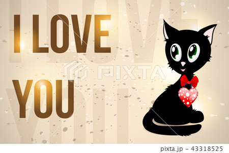 猫のイラスト love you... ねこ ネコ 猫 アイラブユーのイラスト素材 - PIXTA