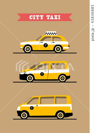 タクシー 車 クラシックカー 黄色の写真素材 Pixta