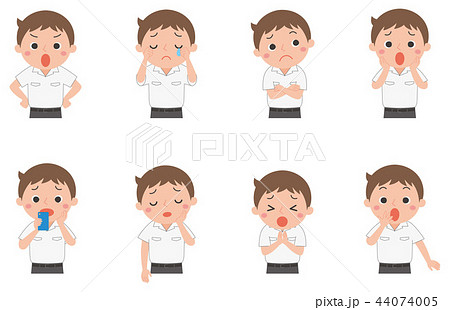 男子中学生夏服上半身2のイラスト素材