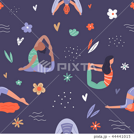 Yoga girl. Yoga vibes colorful concept poster - Stock Illustration  [44439587] - PIXTA