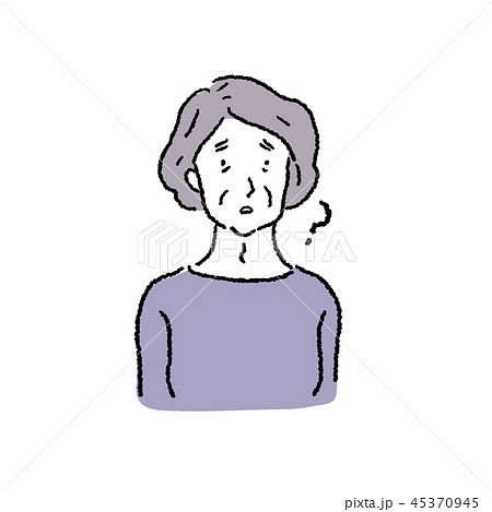 認知症 おばあちゃん 表情のイラスト素材