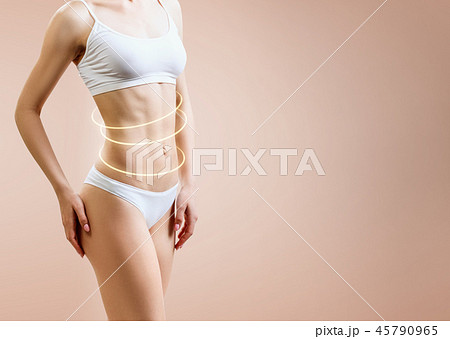 Body Sculpting. Beautiful Slim Female Body with Lifting Up Lines