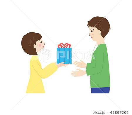プレゼント 渡す 女性 かわいいのイラスト素材