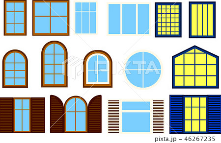 格子窓 窓枠 レトロのイラスト素材