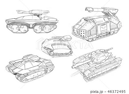 ロボット 戦車 Sf 戦場のイラスト素材