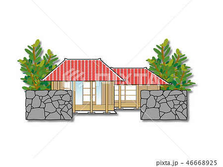 沖縄の家 瓦 赤瓦のイラスト素材