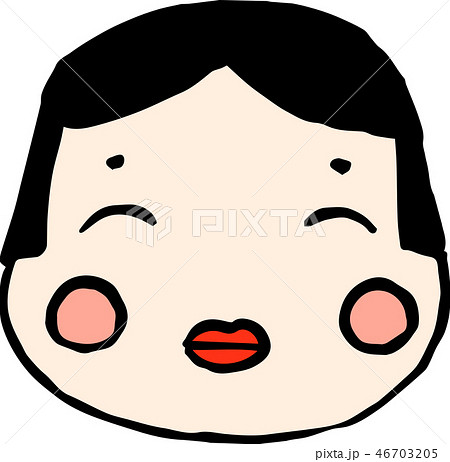 お面 おかめ お多福 顔の写真素材