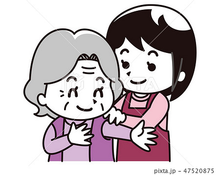 更衣介助 高齢者 着替えのイラスト素材