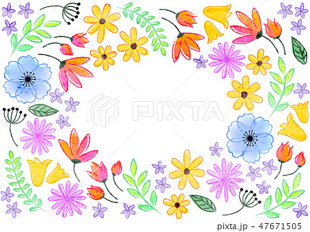 花 フレーム 植物 カラフルのイラスト素材