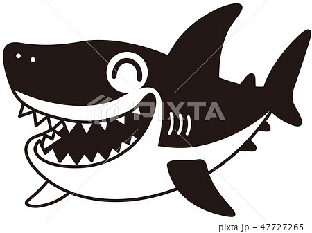 鮫 魚 笑顔 ホホジロザメのイラスト素材