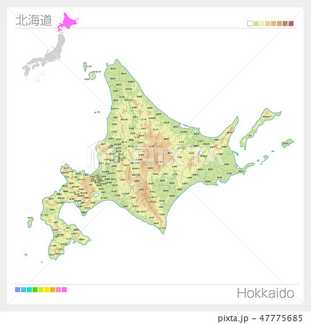 北海道地図 北海道 地図 マップのイラスト素材