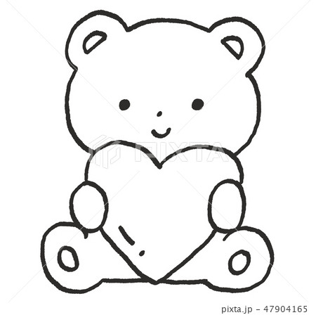 ハート ぬいぐるみ テディベア 白色のイラスト素材
