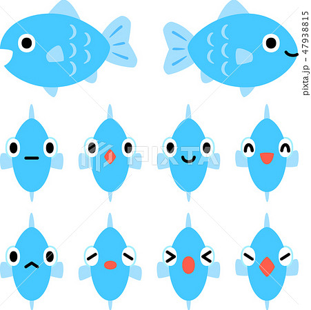 魚 表情 セット 喜怒哀楽のイラスト素材
