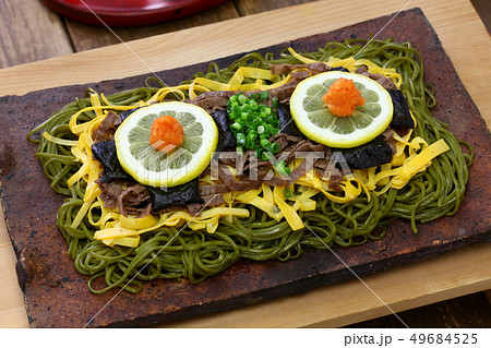 郷土料理 瓦そば 山口県 焼きそばの写真素材