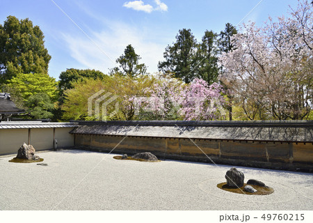 庭園 日本庭園 枯山水 瓦塀 岩 世界遺産の写真素材