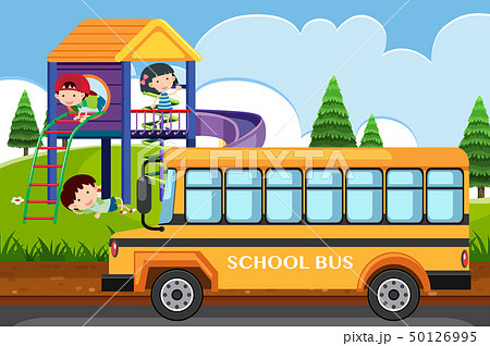 スクールバスのイラスト素材