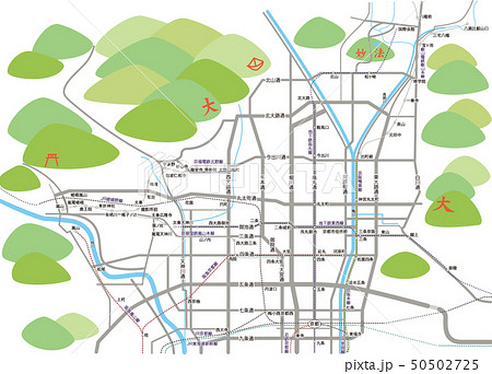 京都府の地図のイラスト素材