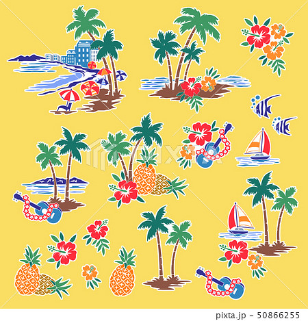 ハワイ 海 ビーチ リゾートのイラスト素材