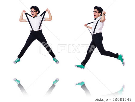 男性 男 ジャンプ ポーズ 姿勢の写真素材