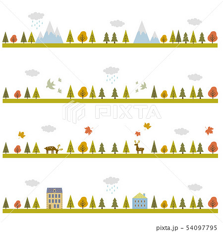 秋 ライン 飾り罫 かわいいのイラスト素材