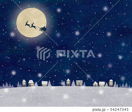 サンタクロース トナカイ ソリ 手描きのイラスト素材 - PIXTA