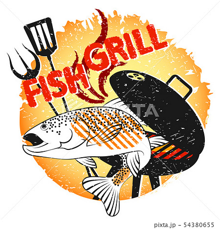 Fried fish line icon, food and sea, grilled fish sign, vector