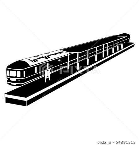線路 電車 白黒 モノクロ 交通 イラストのイラスト素材