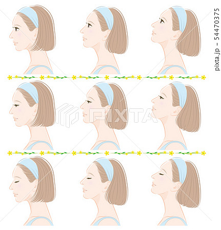 女性 横顔 若い ボブのイラスト素材