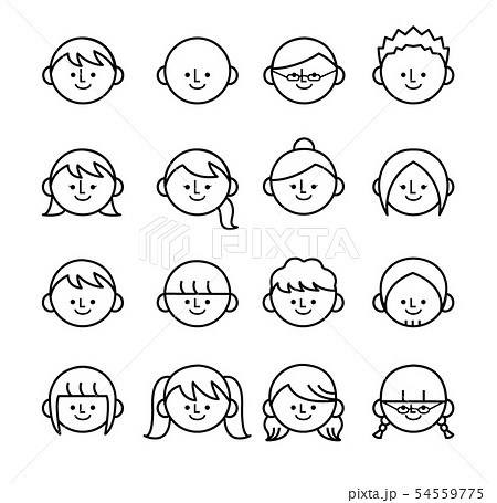 アイコン 顔 女性 男性のイラスト素材