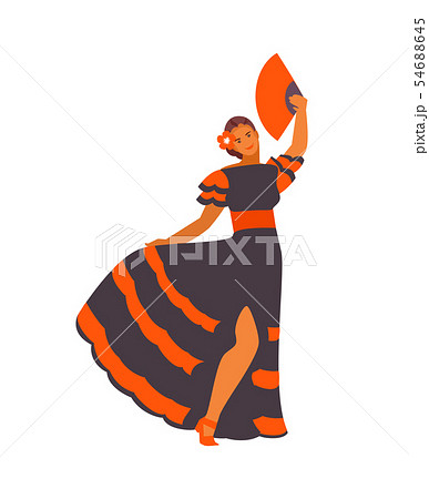 女性 シルエット フラメンコ ポーズのイラスト素材