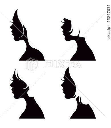 人物 女性 横顔 シルエットのイラスト素材