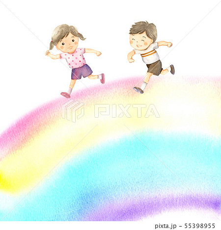 女の子 子供 ベクター 走るのイラスト素材
