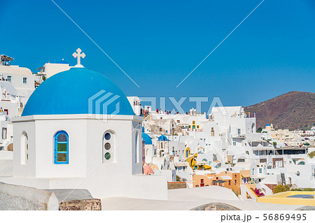 サントリーニ島 ギリシャ 町並みの写真素材