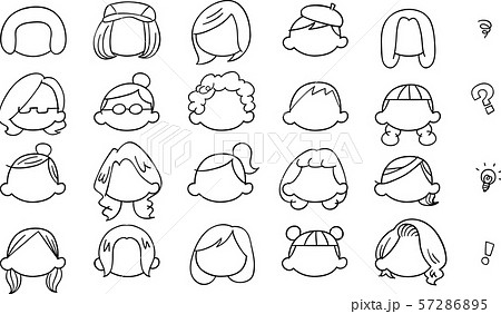 顔だけ 挿絵 顔 ドローイングの写真素材