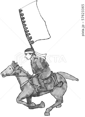 侍 武士 乗馬 人物のイラスト素材