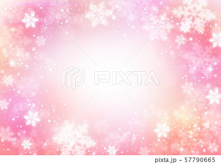 雪 冬 ピンク 雪の結晶の写真素材