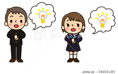 女の子 アイディア ひらめき ひらめくのイラスト素材