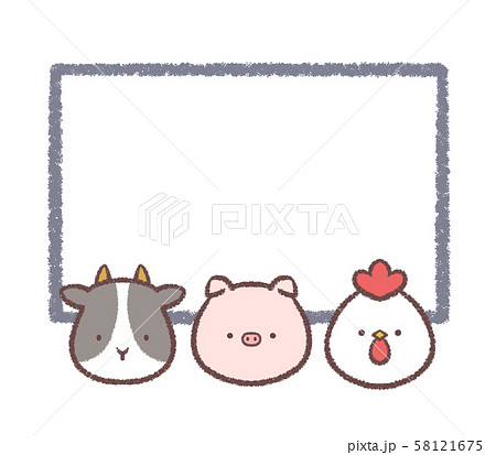 牛 豚 鶏 にわとりのイラスト素材
