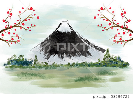 水墨画 山 富士山 世界遺産のイラスト素材 - PIXTA