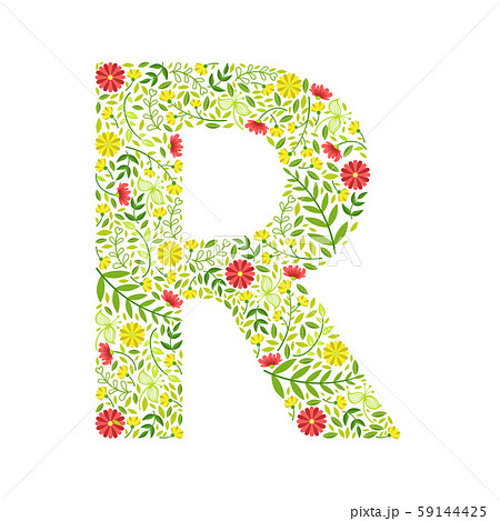 R 花 文字 アルファベットのイラスト素材