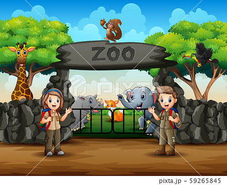 動物園 ゲート 門 入り口のイラスト素材