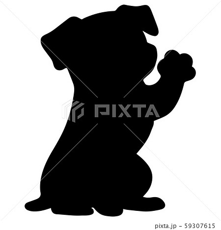 手を振る ジャックラッセルテリア シルエットのイラスト素材