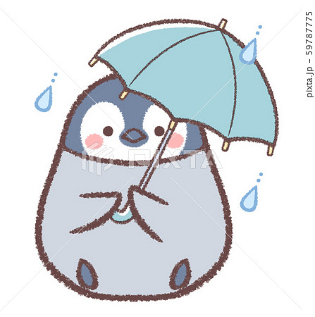 梅雨 雨 傘 ペンギンのイラスト素材