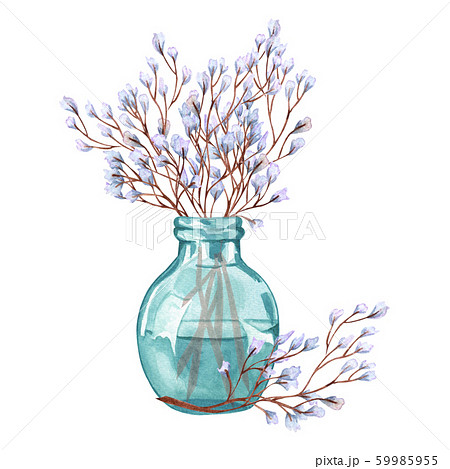 花 フラワー 花瓶 水彩画のイラスト素材 - PIXTA