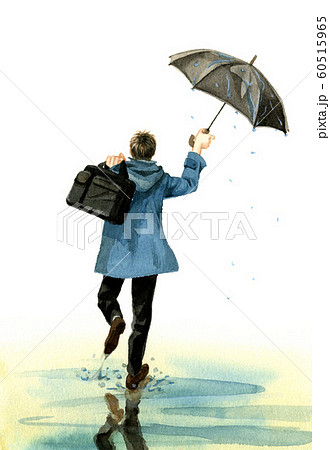 雨 傘 梅雨 手描きのイラスト素材