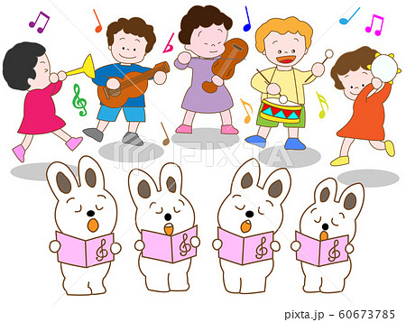 音楽会 動物 幼稚園 合唱のイラスト素材