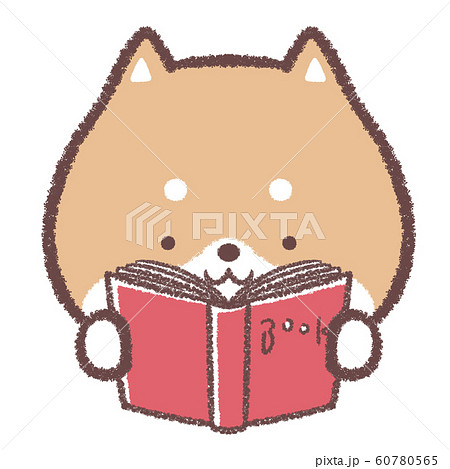 本 読書 犬 柴犬のイラスト素材